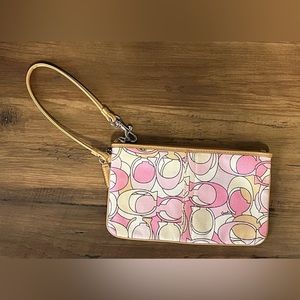 Coach Soho Pink/White Canvas Wristlet